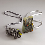 Amulet oczyszczenia I i II. Wisiory - srebro, gbka, stalowy czycik, silikon, plastik, tama-smycz